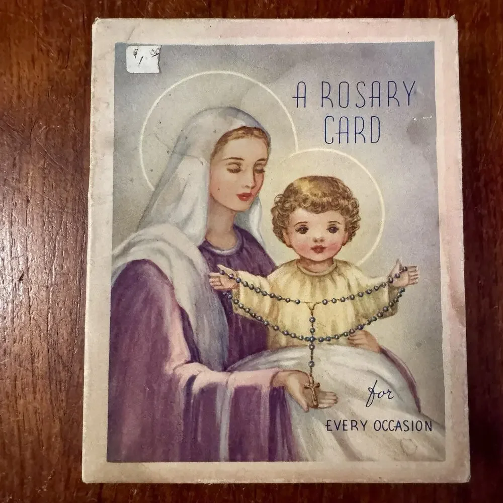 Vintage 1940s-50s Catholic Rosary Cards Dominican Fathers 12 Cards 9 Envelopes